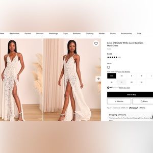 Lulus White Lace Backless Maxi Wedding Dress